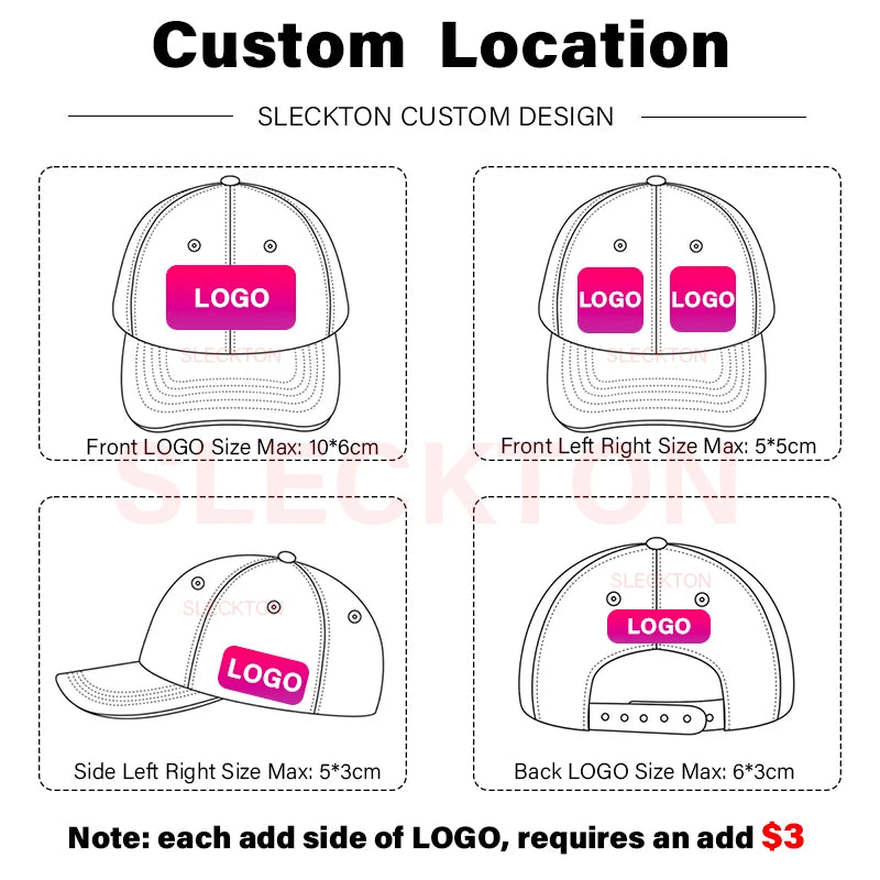 SLECKTON Custom Logo Embroidery Print Baseball Cap for Men and Women Customized Truck Hat Brand Design DIY Nylon Hat Wholesale