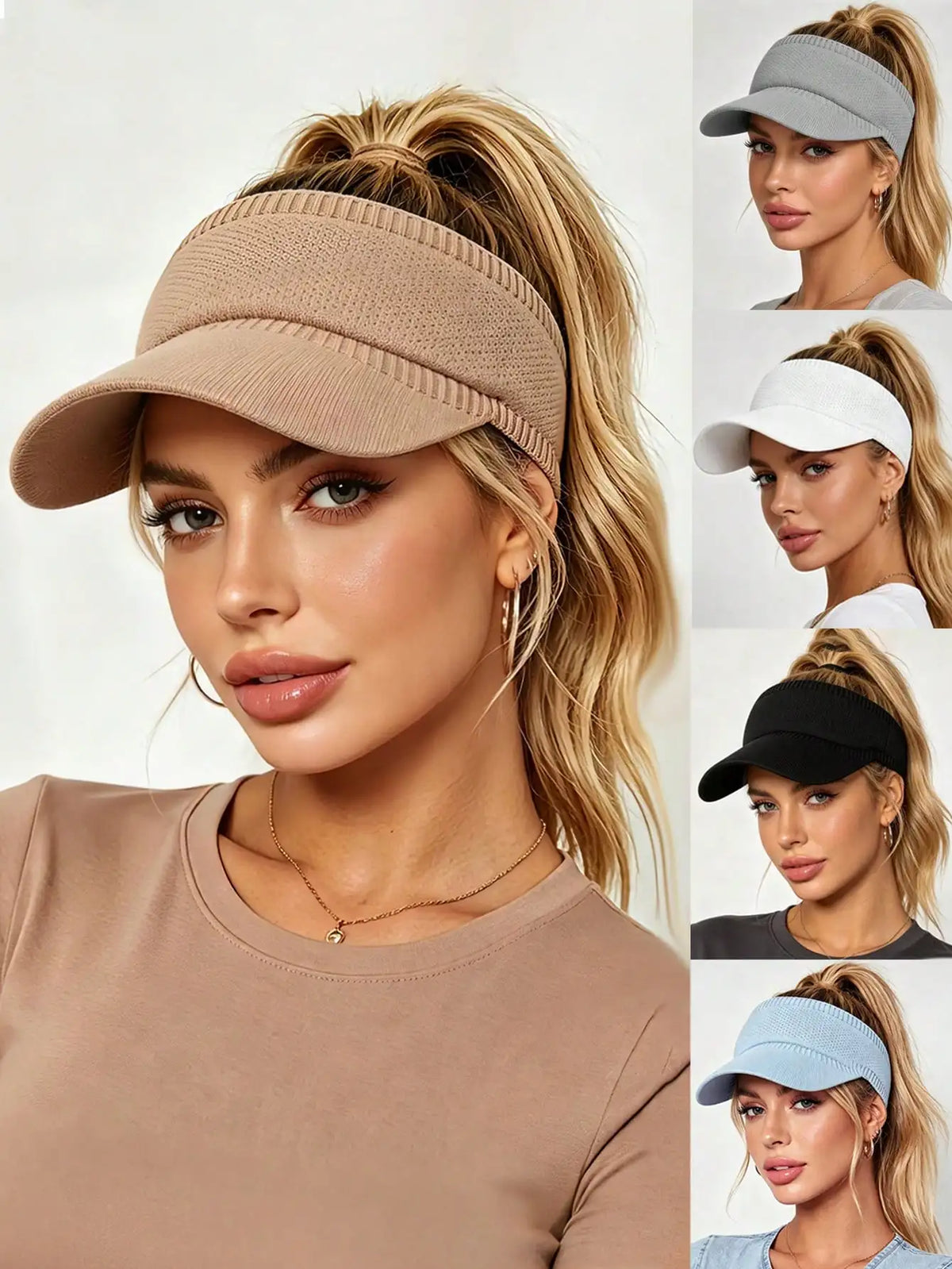 Women Summer Retro Y2K Beach Sun Hat-UV Protection Ponytail Sun Hats,Mesh Sport Golf Baseball Caps For Vacation,Holiday,Trave