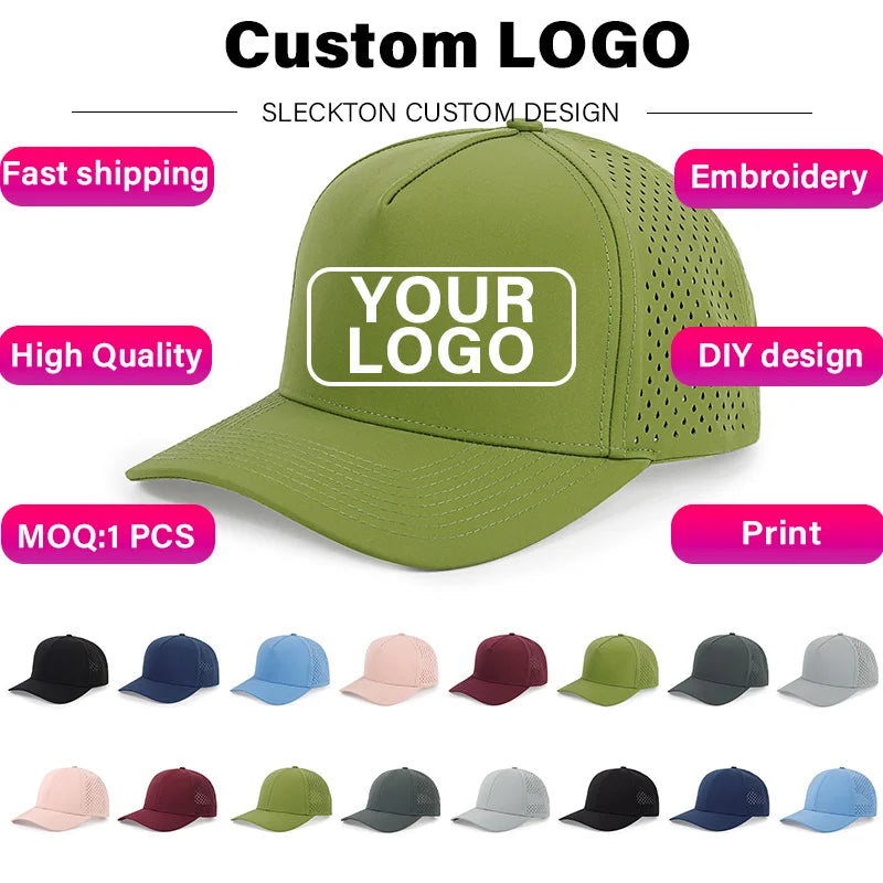 SLECKTON Custom Logo Embroidery Print Baseball Cap for Men and Women Customized Truck Hat Brand Design DIY Nylon Hat Wholesale